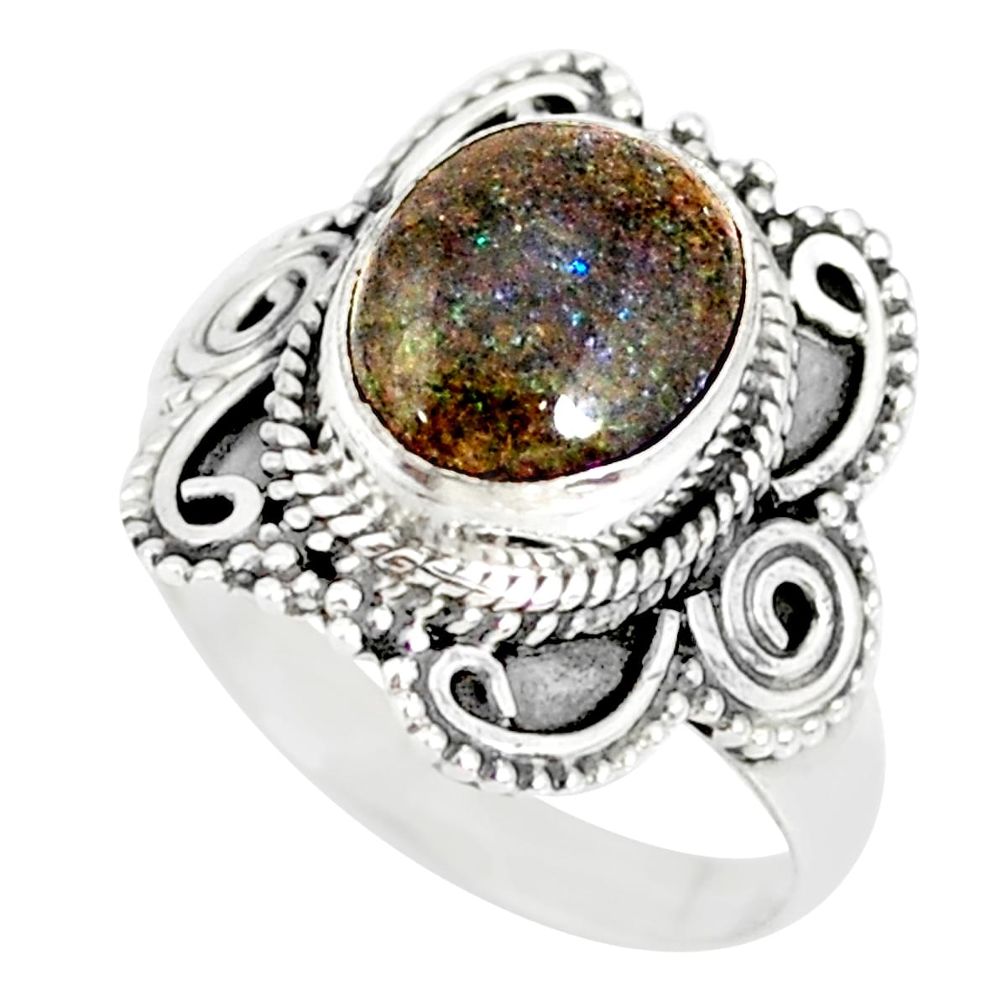 4.30cts natural honduran matrix opal 925 silver solitaire ring size 8 r77714