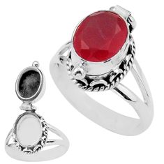 4.25cts natural honey onyx 925 sterling silver poison box ring size 7.5 u9568