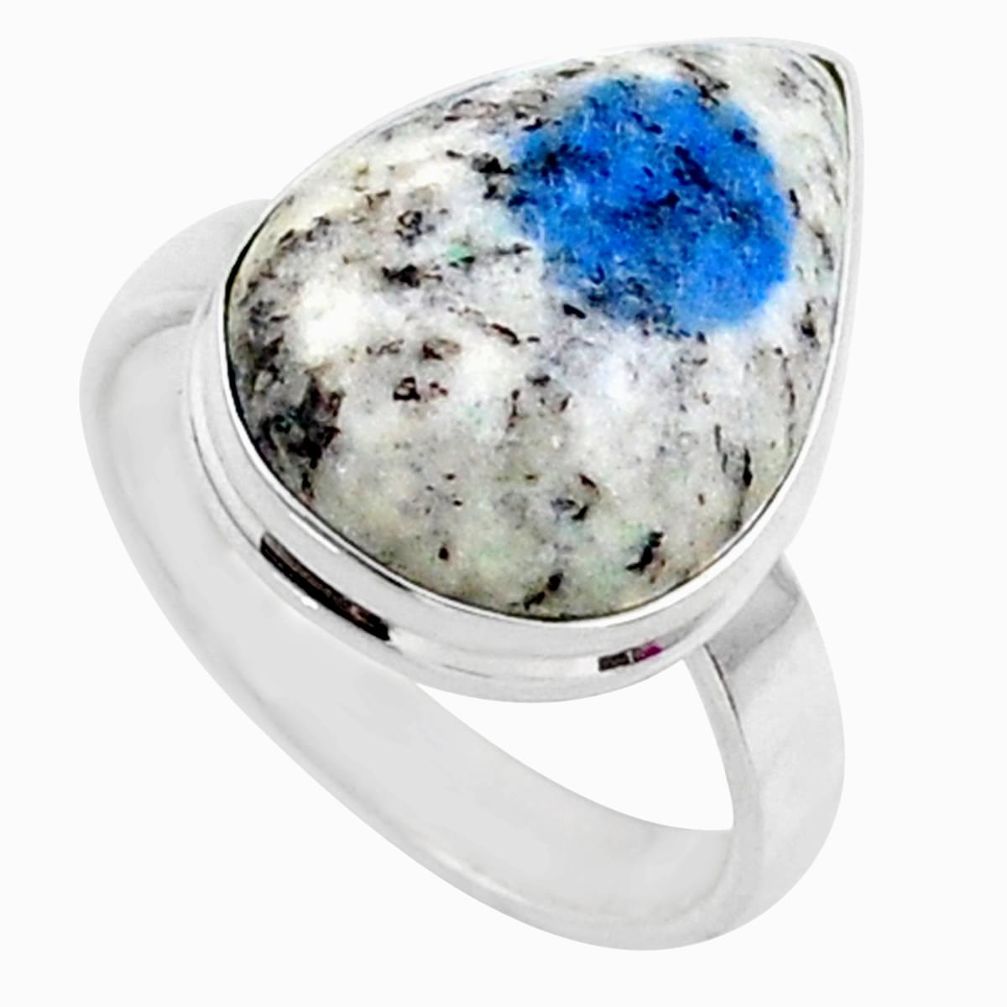 14.05cts natural k2 blue (azurite in quartz) 925 silver ring size 9.5 r66319