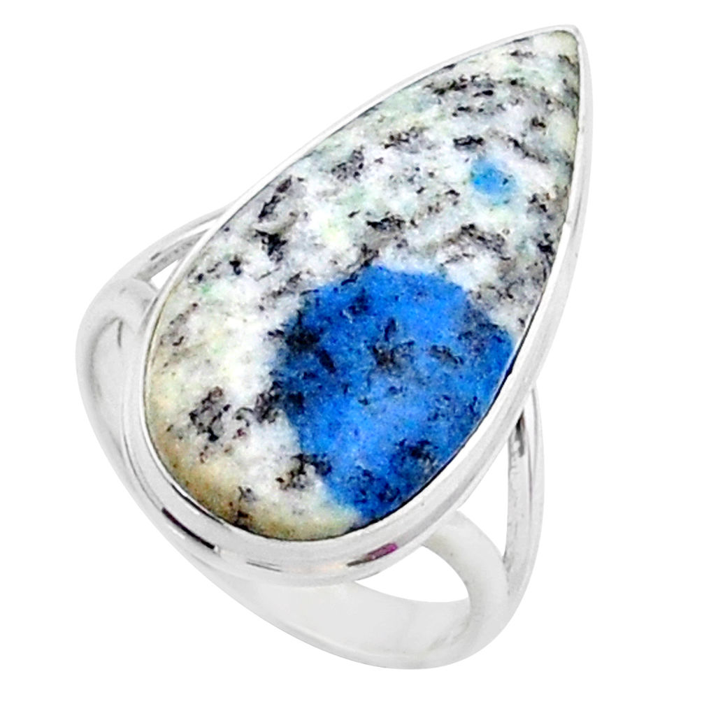 14.72cts natural k2 blue (azurite in quartz) 925 silver ring size 8 r66313