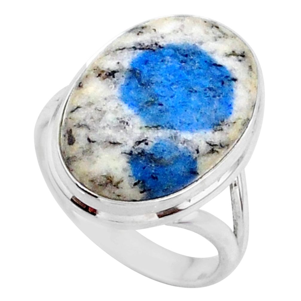 14.12cts natural k2 blue (azurite in quartz) 925 silver ring size 8 r66318