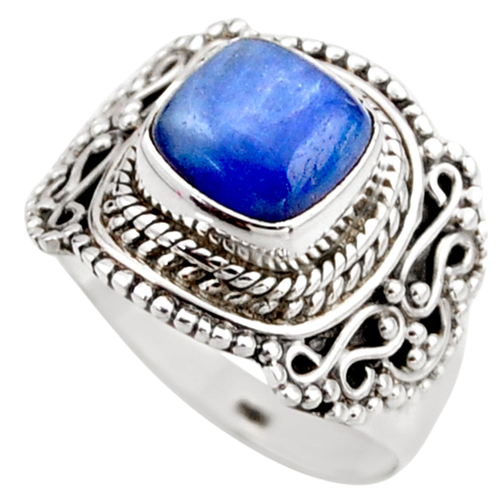 3.28cts natural kyanite 925 sterling silver solitaire ring size 6.5 r53439