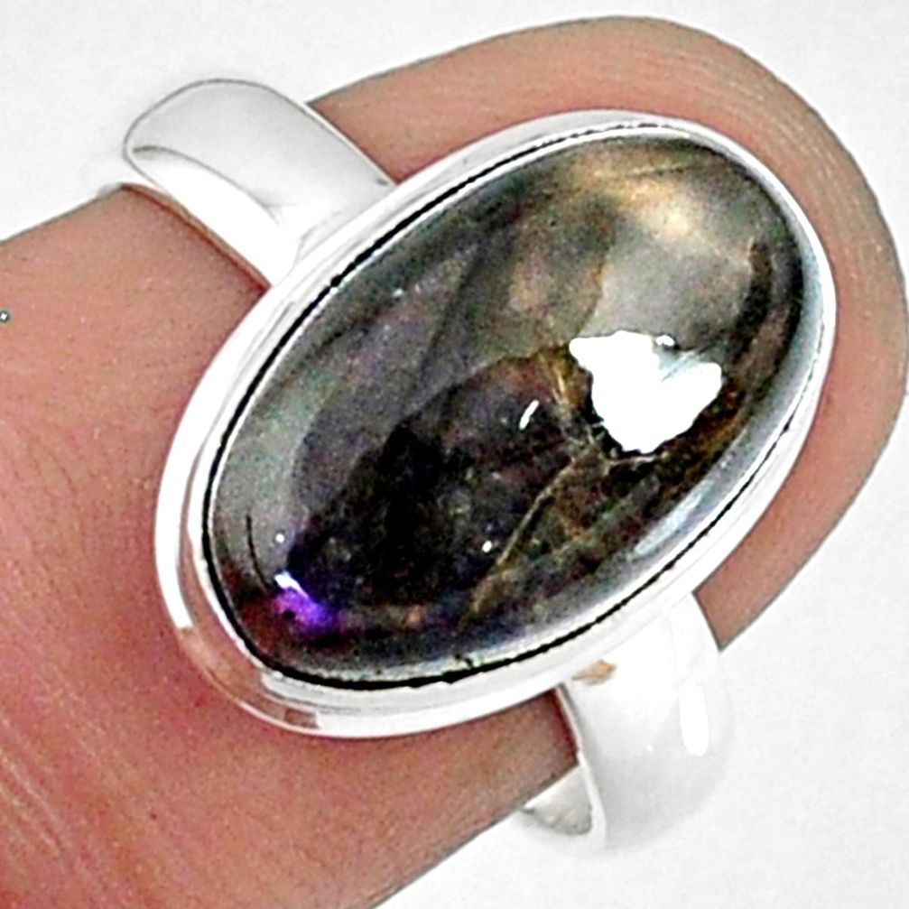 6.53cts natural labradorite spectrolite finland 925 silver ring size 7.5 r69871