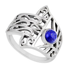 0.81cts natural lapis lazuli 925 silver hand of god hamsa ring size 6.5 y45645