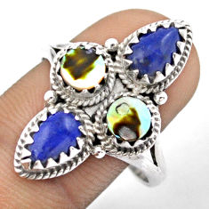 4.92cts natural lapis lazuli abalone paua seashell silver ring size 10.5 u16469
