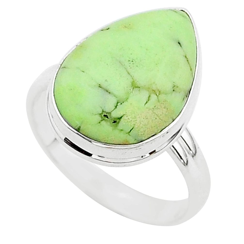 13.65cts natural lemon chrysoprase 925 silver solitaire ring size 10 r95769