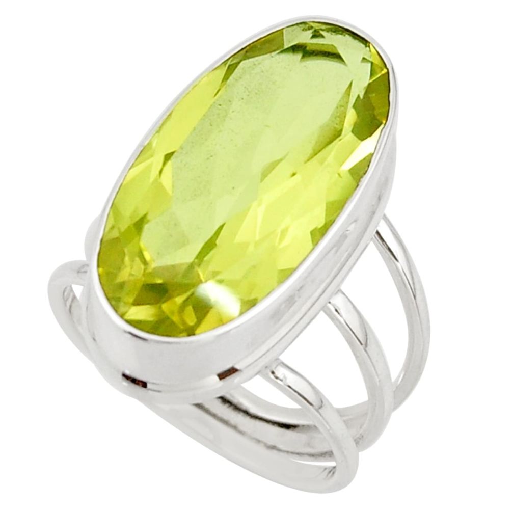 17.09cts natural lemon topaz 925 sterling silver ring jewelry size 7.5 r42126