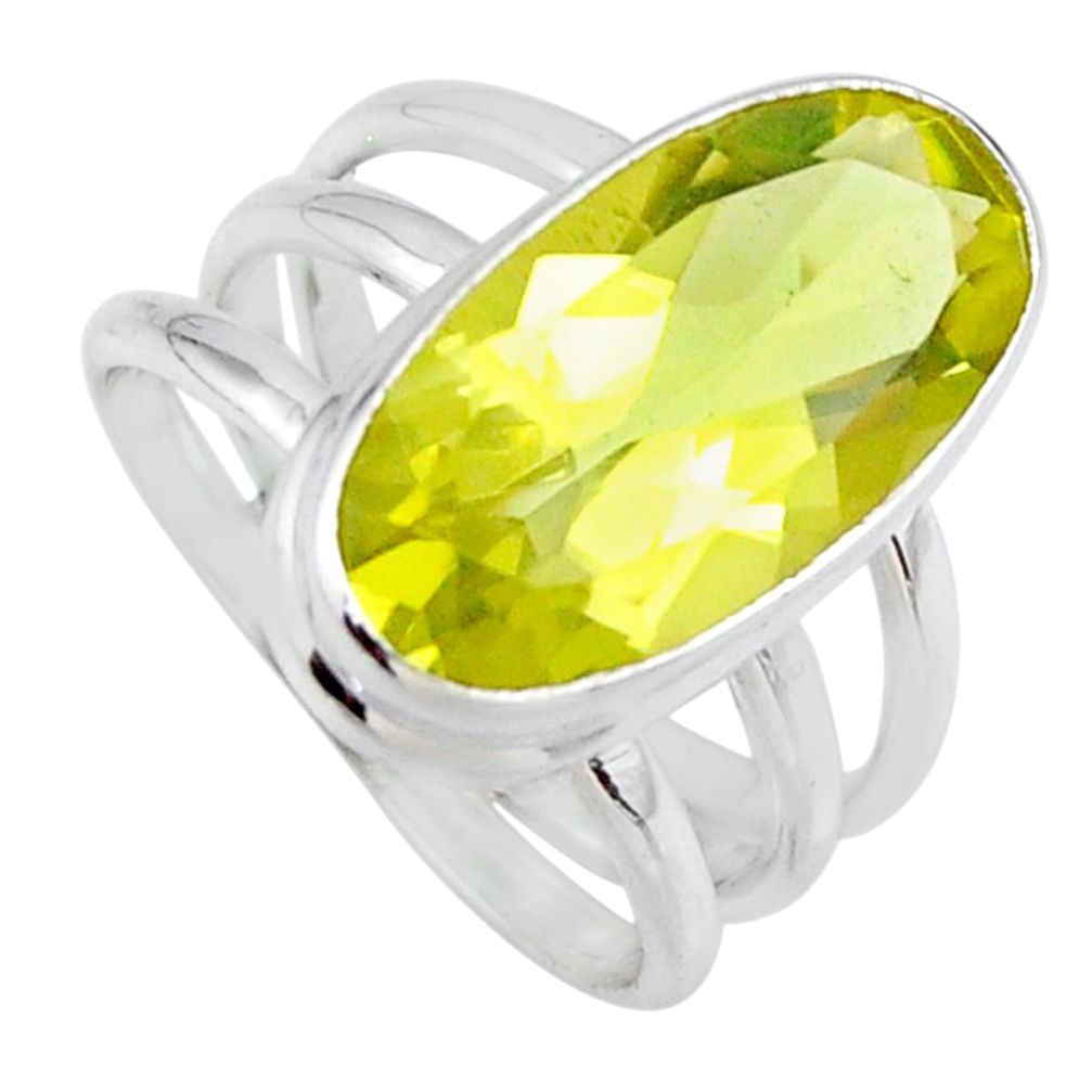 7.78cts natural lemon topaz 925 sterling silver solitaire ring size 7.5 r55983