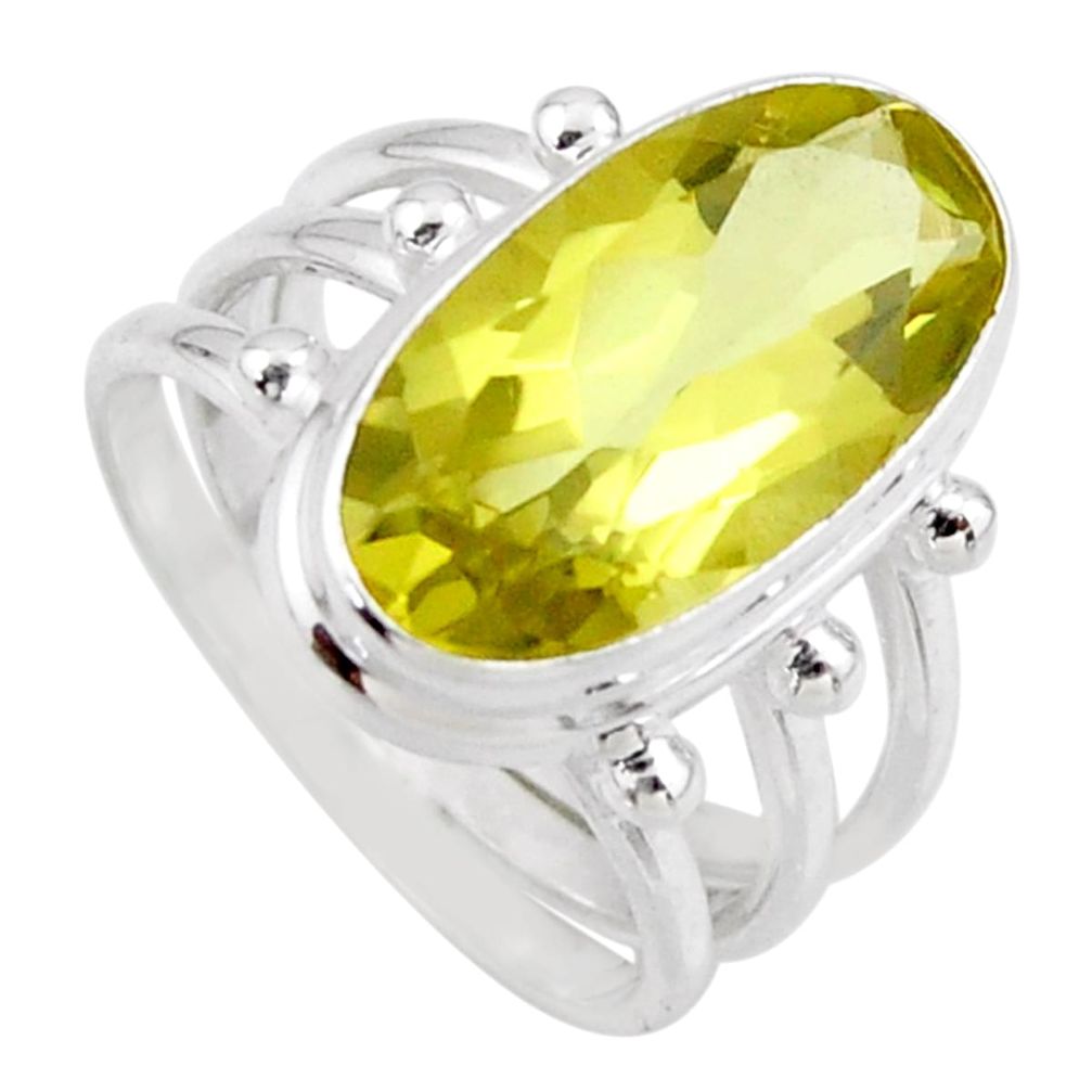 8.44cts natural lemon topaz 925 sterling silver solitaire ring size 7.5 r55990