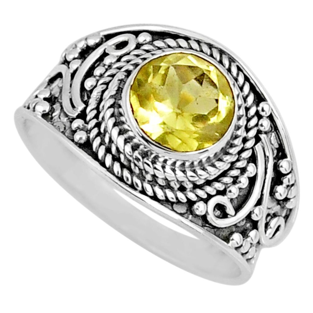 2.61cts natural lemon topaz 925 sterling silver solitaire ring size 7.5 r57991