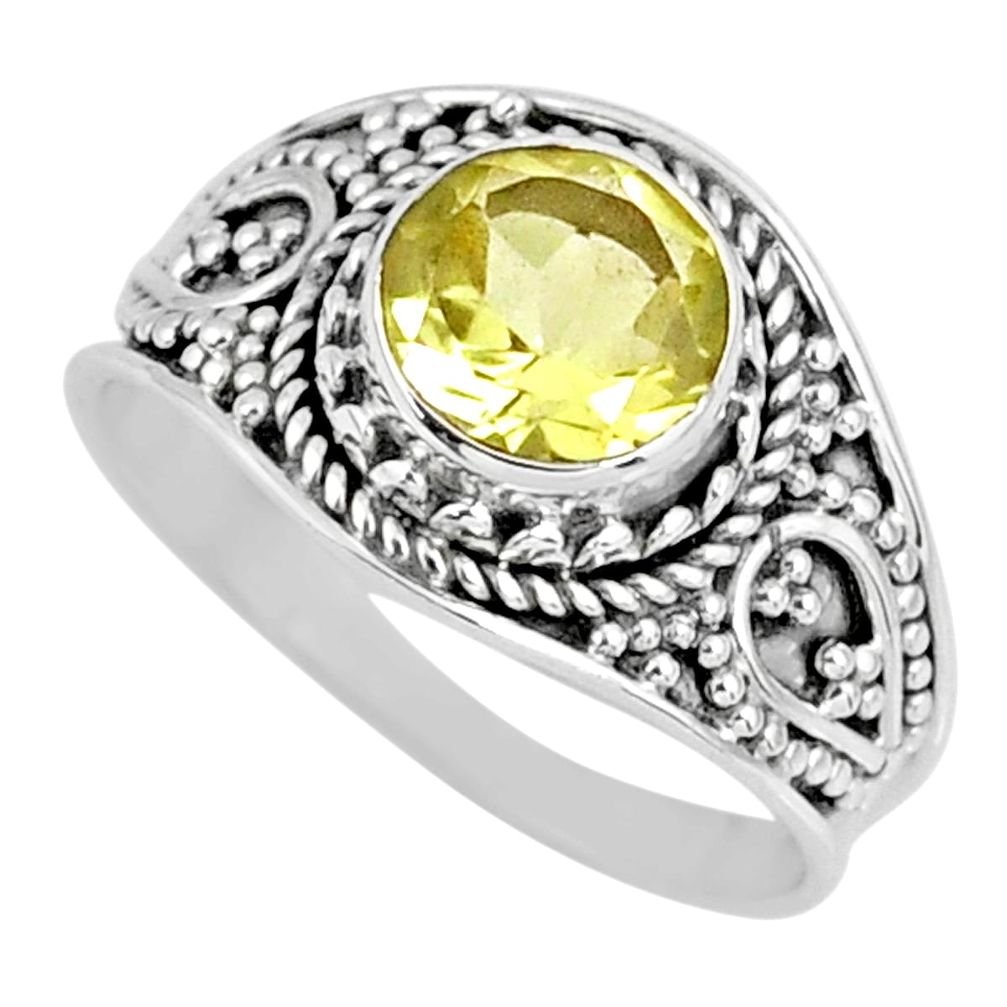 2.42cts natural lemon topaz 925 sterling silver solitaire ring size 7.5 r57993