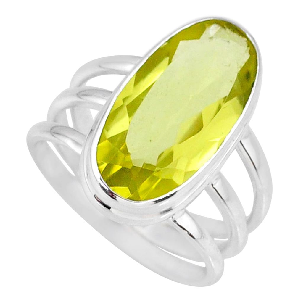 7.84cts natural lemon topaz 925 sterling silver solitaire ring size 7.5 r58663