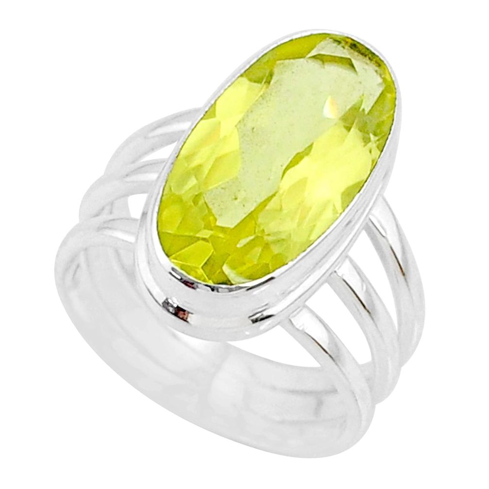 9.64cts natural lemon topaz 925 sterling silver solitaire ring size 7.5 r73489