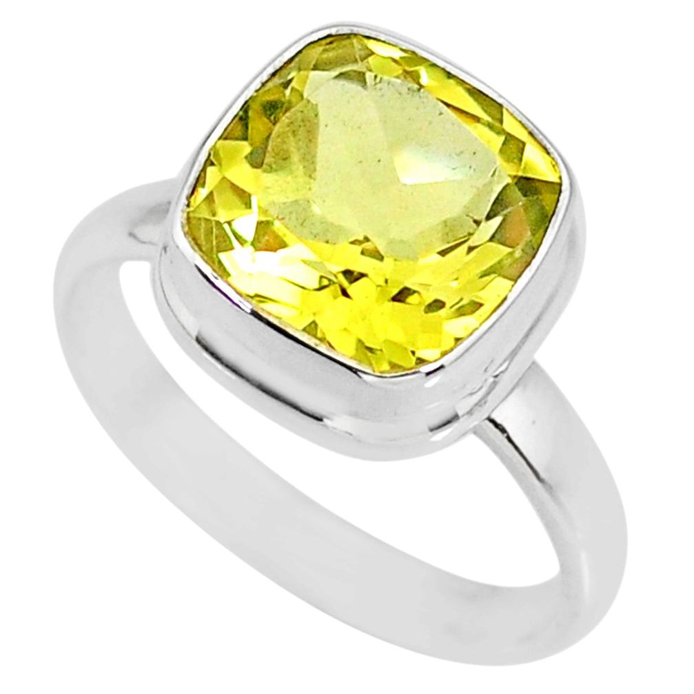 5.12cts natural lemon topaz 925 sterling silver solitaire ring size 6 r77937