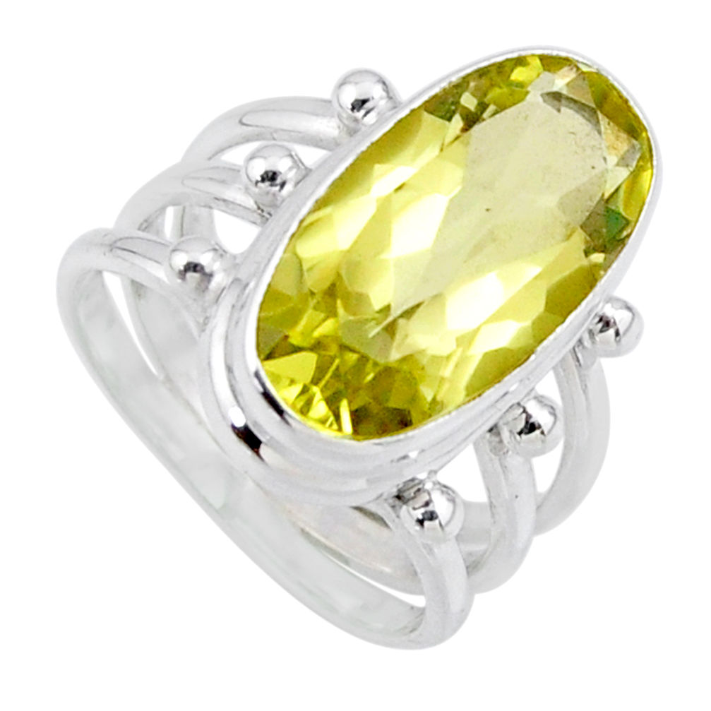 8.24cts natural lemon topaz 925 sterling silver solitaire ring size 7 r55989