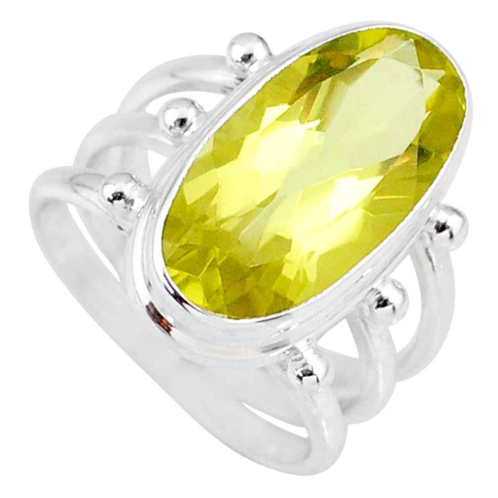 8.87cts natural lemon topaz 925 sterling silver solitaire ring size 7 r58666