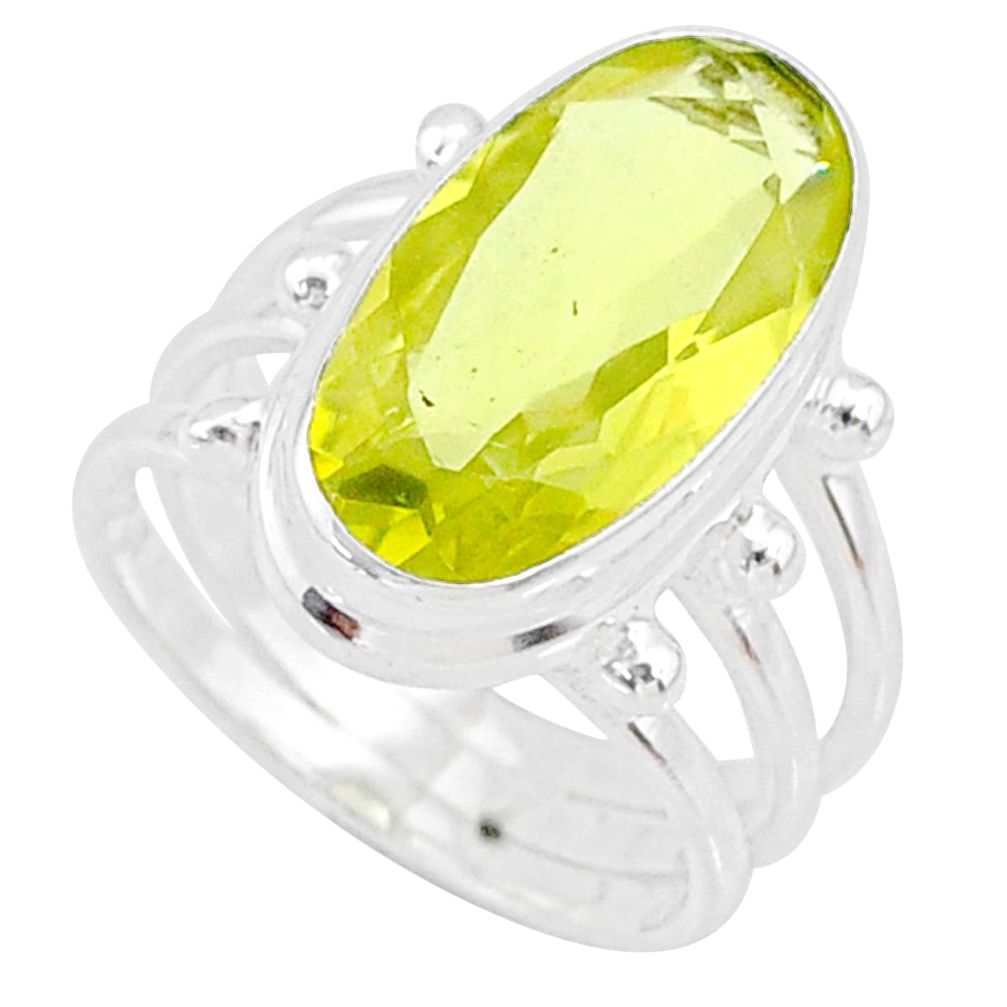 9.65cts natural lemon topaz 925 sterling silver solitaire ring size 7 r73491