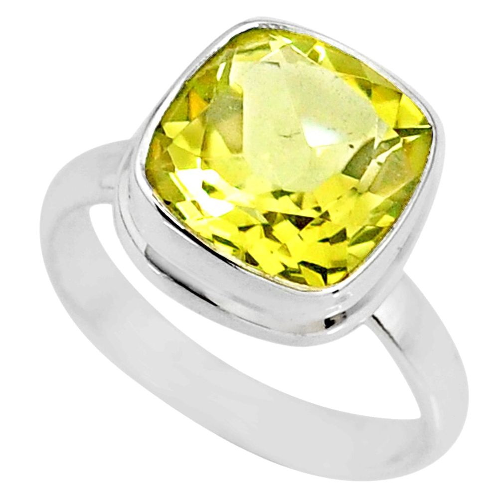 5.32cts natural lemon topaz 925 sterling silver solitaire ring size 7 r77936