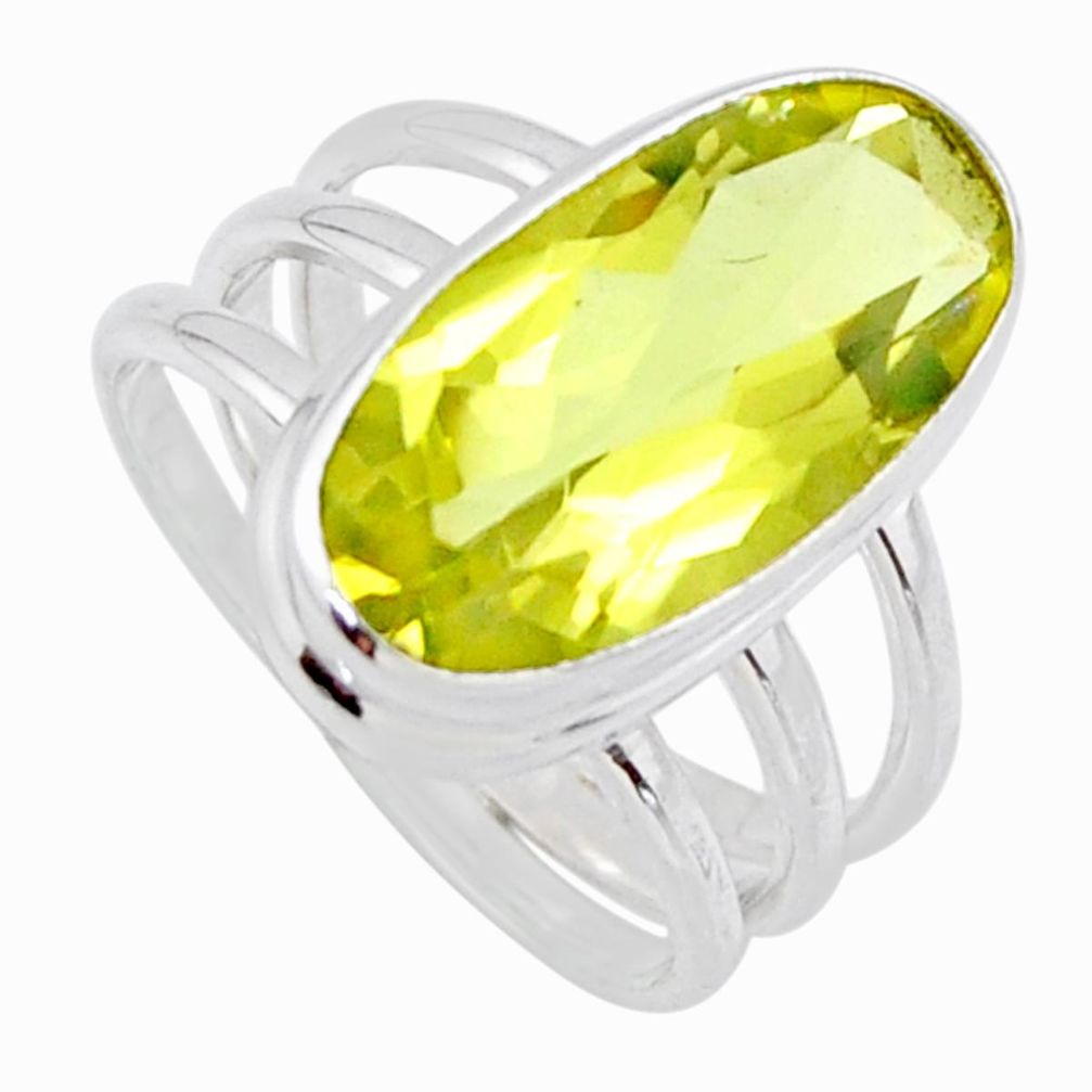 7.51cts natural lemon topaz 925 sterling silver solitaire ring size 8 r55981
