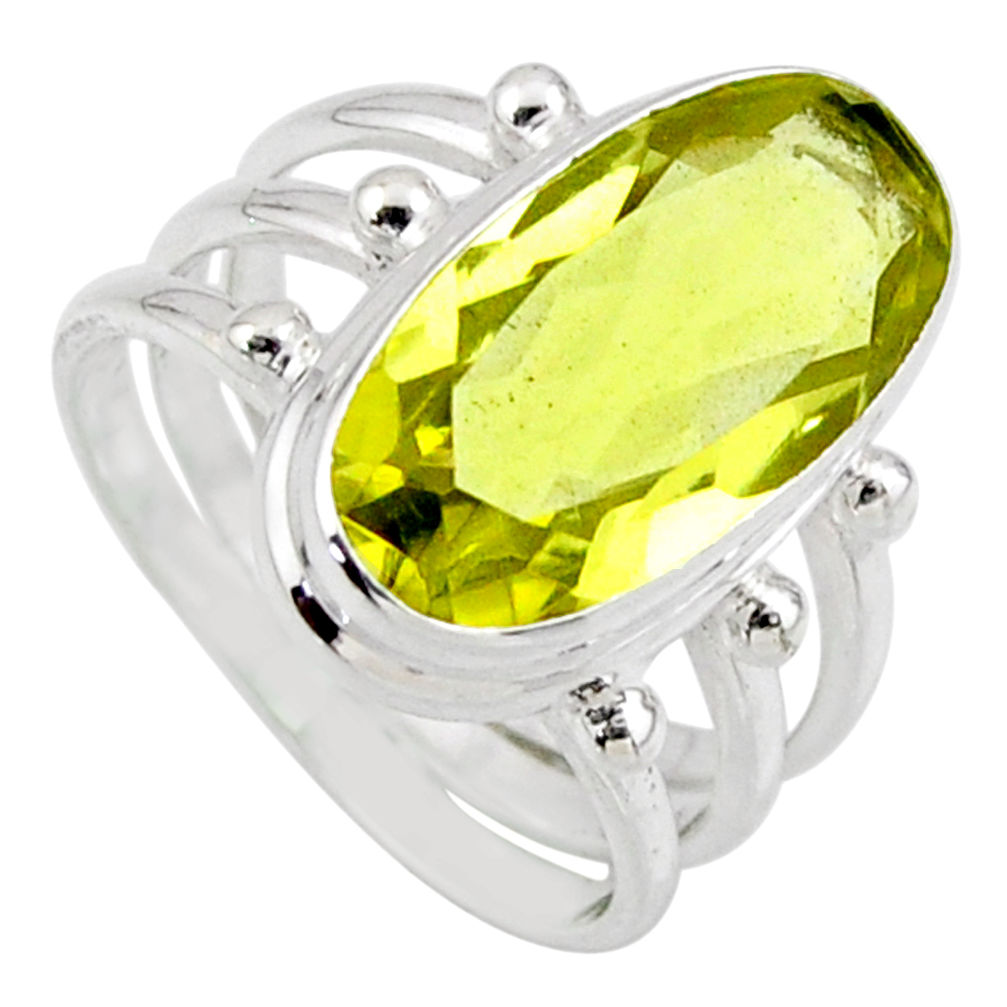 8.24cts natural lemon topaz 925 sterling silver solitaire ring size 8 r55987