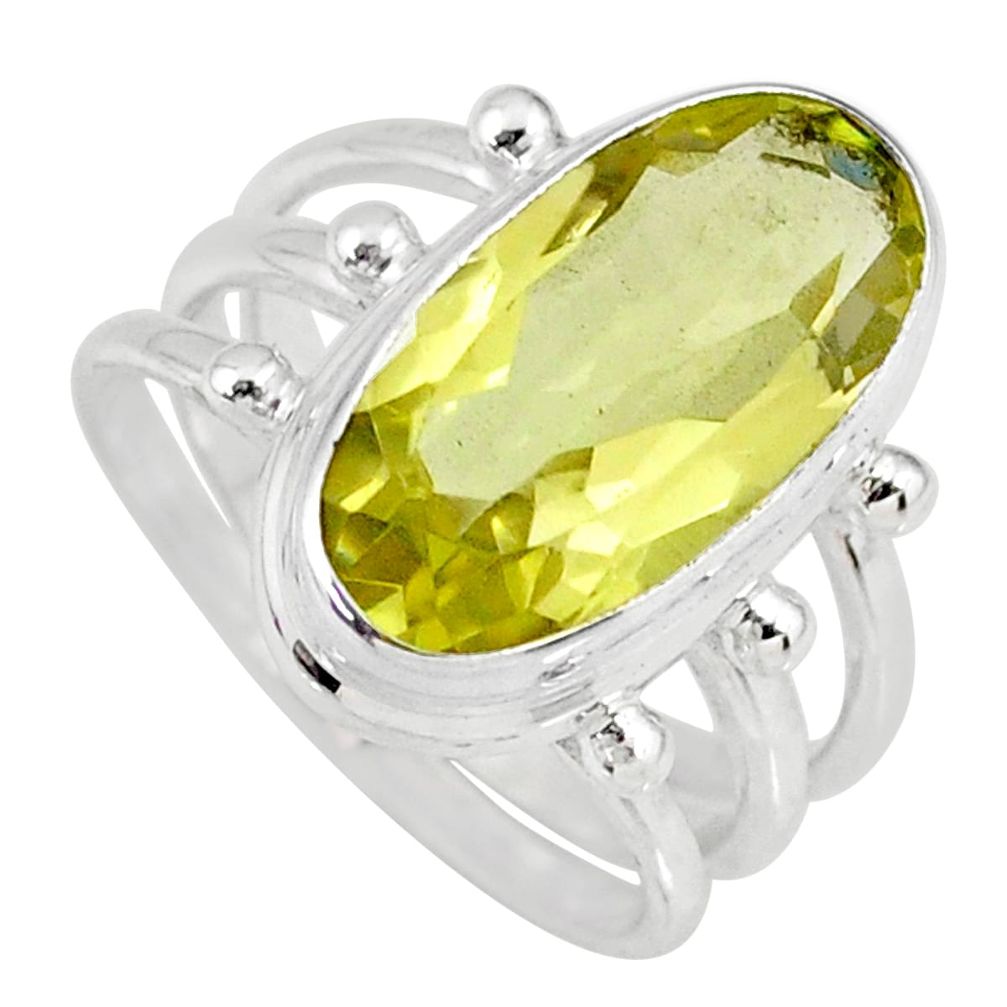 8.61cts natural lemon topaz 925 sterling silver solitaire ring size 8 r58661