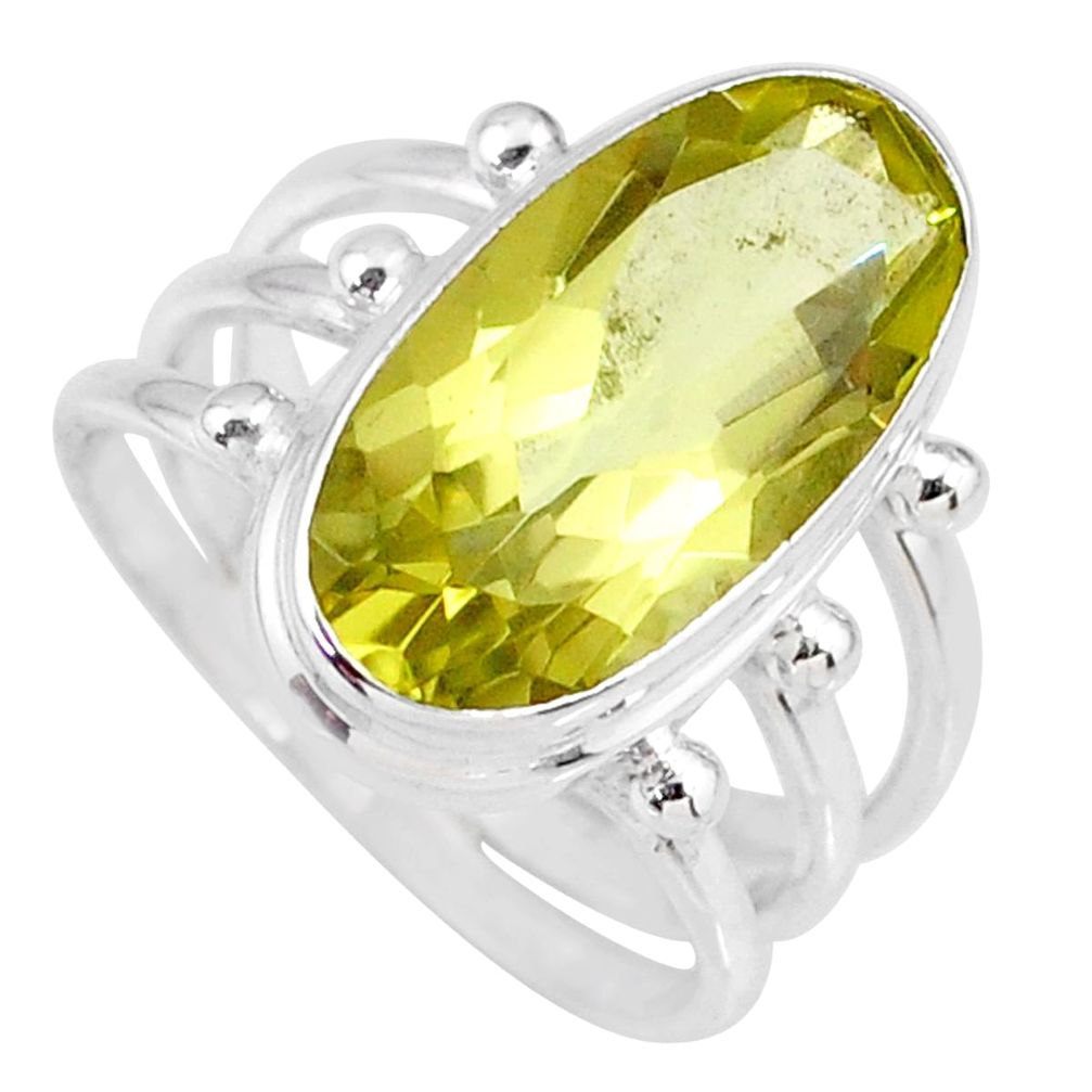 9.14cts natural lemon topaz 925 sterling silver solitaire ring size 8 r58667