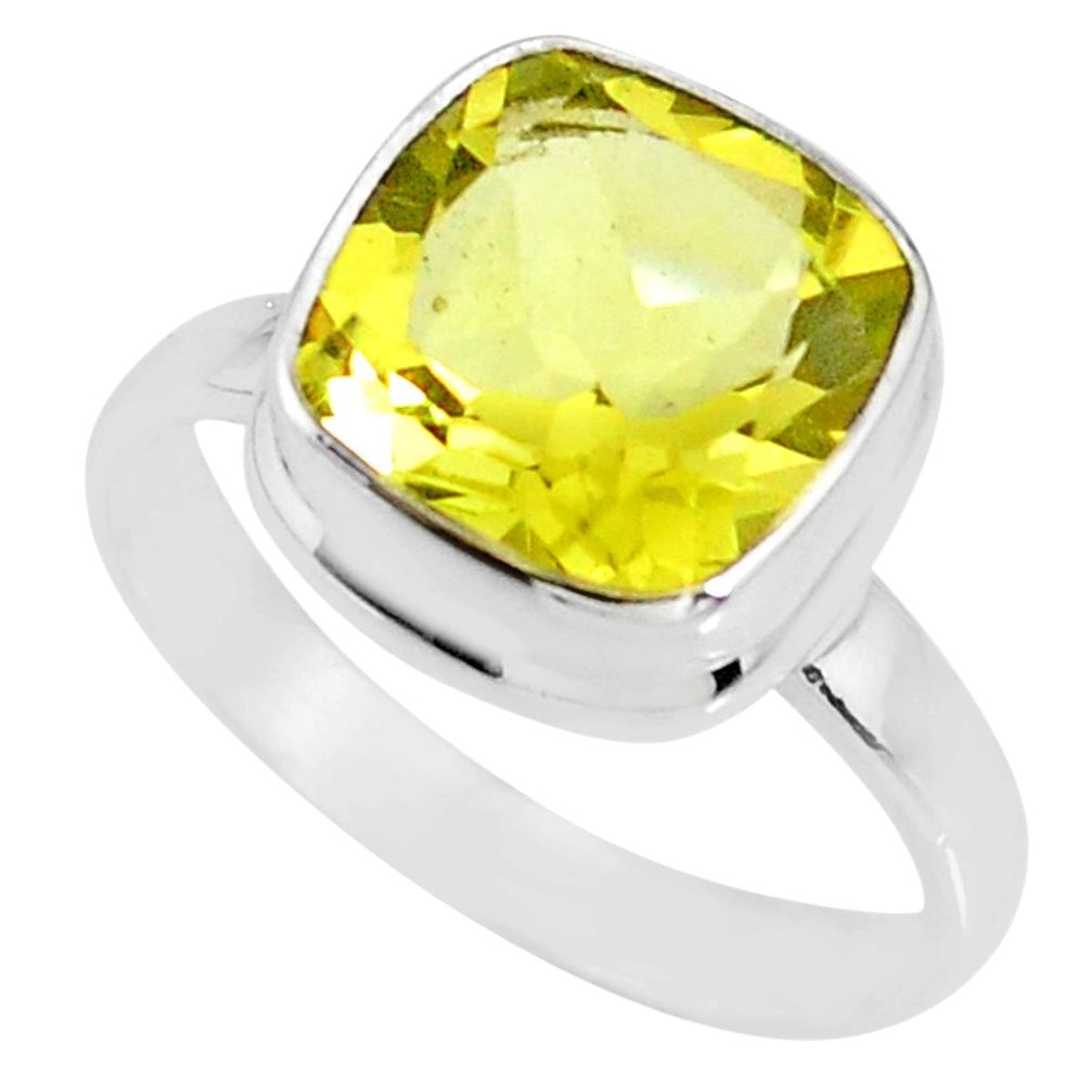 5.38cts natural lemon topaz 925 sterling silver solitaire ring size 8 r77931