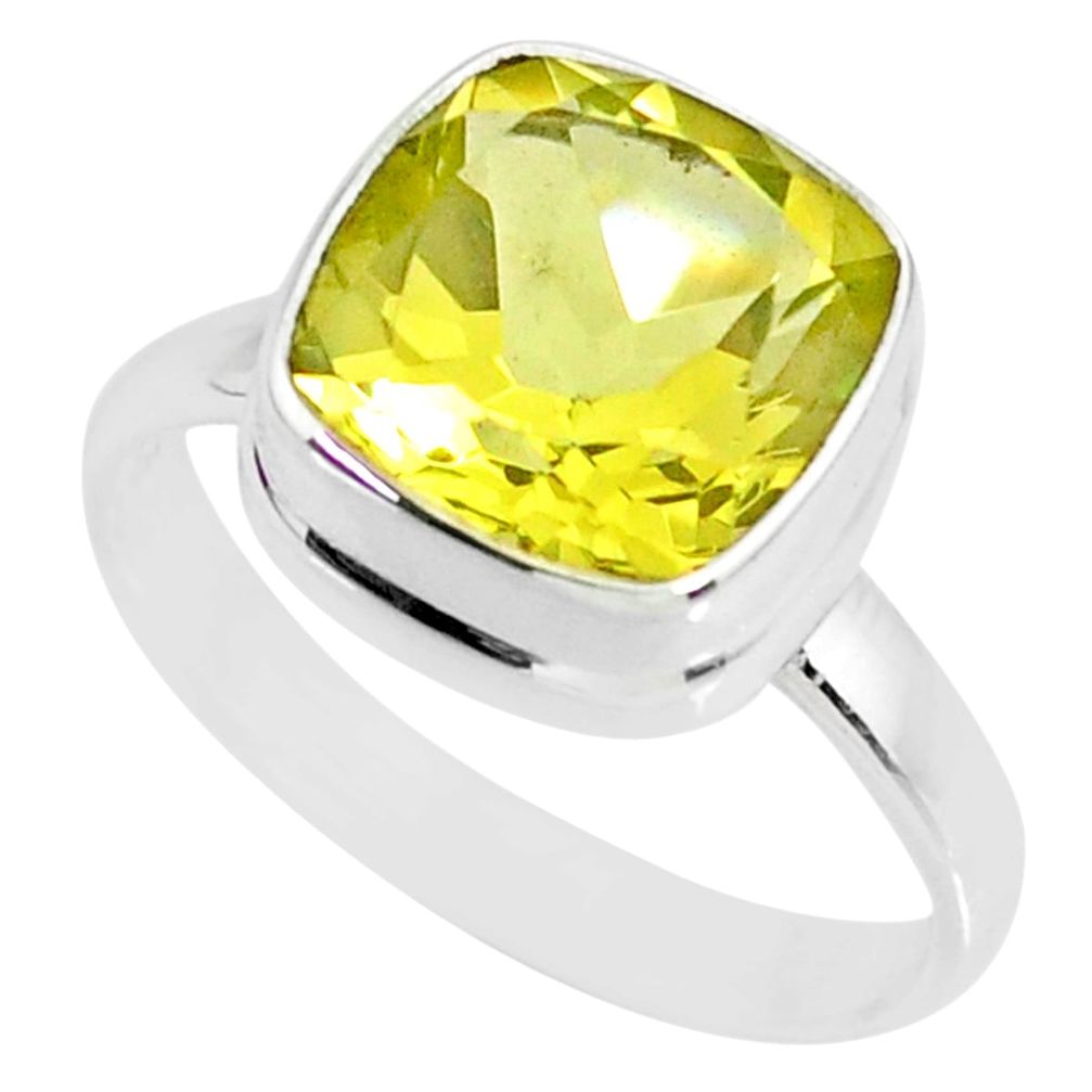 5.38cts natural lemon topaz 925 sterling silver solitaire ring size 8 r77939