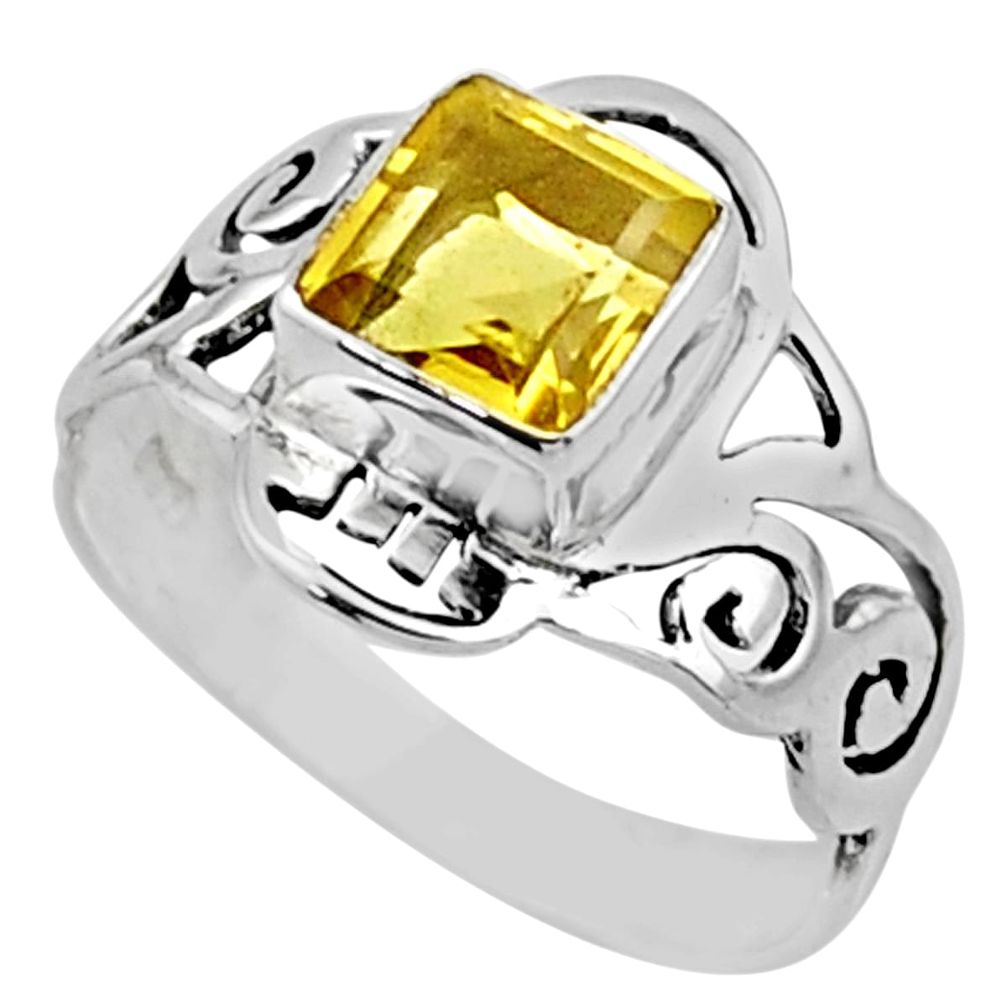 2.81cts natural lemon topaz 925 sterling silver solitaire ring size 9 r54431