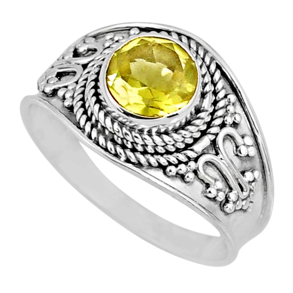 2.42cts natural lemon topaz 925 sterling silver solitaire ring size 9 r57995