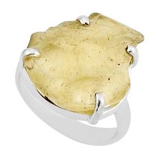 8.03cts natural libyan desert glass (gold tektite) 925 silver ring size 7 y53248
