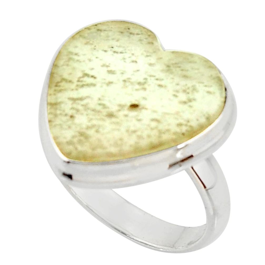 12.96cts natural libyan desert glass 925 silver solitaire ring size 7.5 r37822