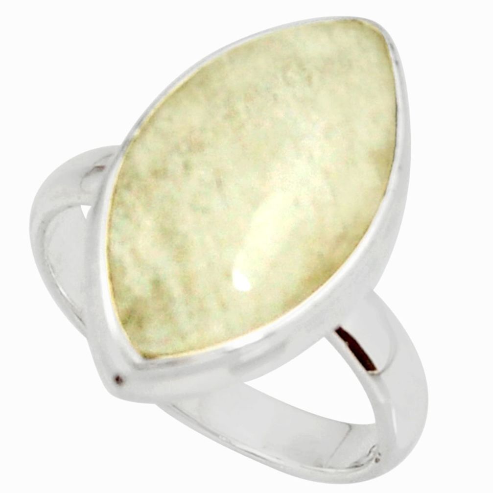 12.60cts natural libyan desert glass 925 silver solitaire ring size 8.5 r37826