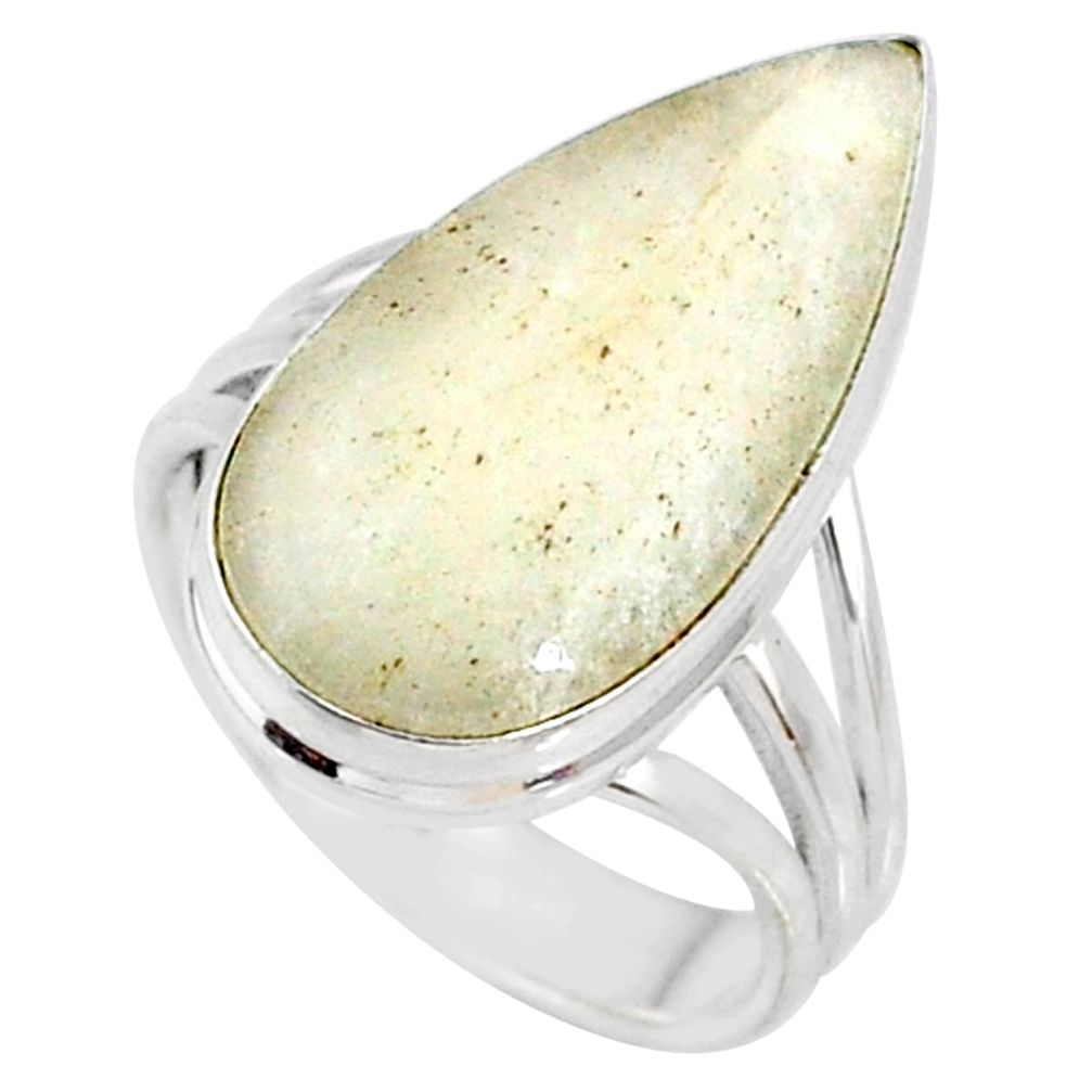 11.23cts natural libyan desert glass 925 silver solitaire ring size 7.5 r64442