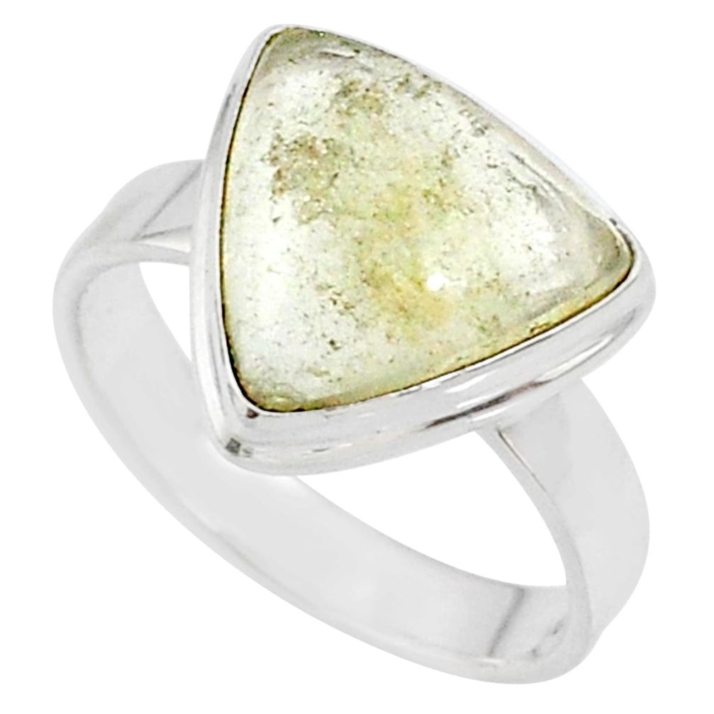 6.57cts natural libyan desert glass 925 silver solitaire ring size 8.5 r64475