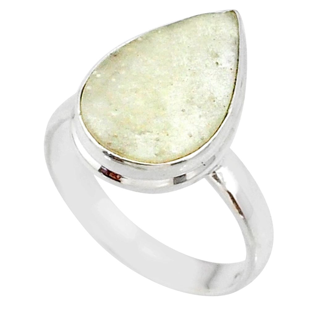 9.16cts natural libyan desert glass 925 silver solitaire ring size 6 r64445