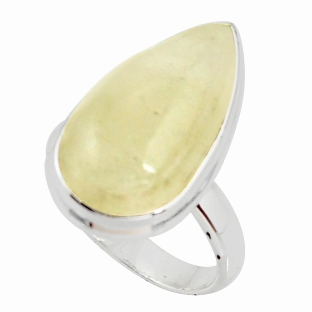 12.07cts natural libyan desert glass 925 silver solitaire ring size 7 r37821