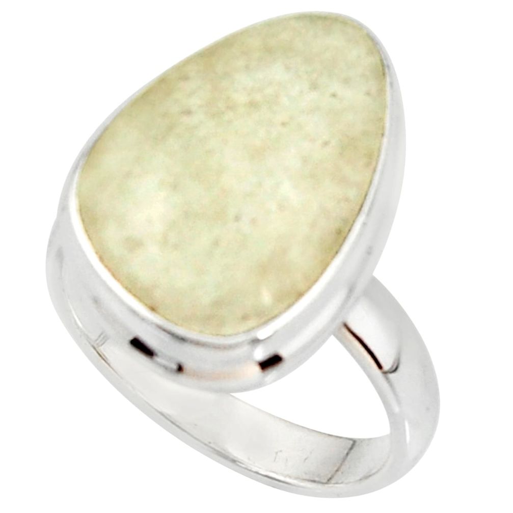 13.15cts natural libyan desert glass 925 silver solitaire ring size 7 r37836