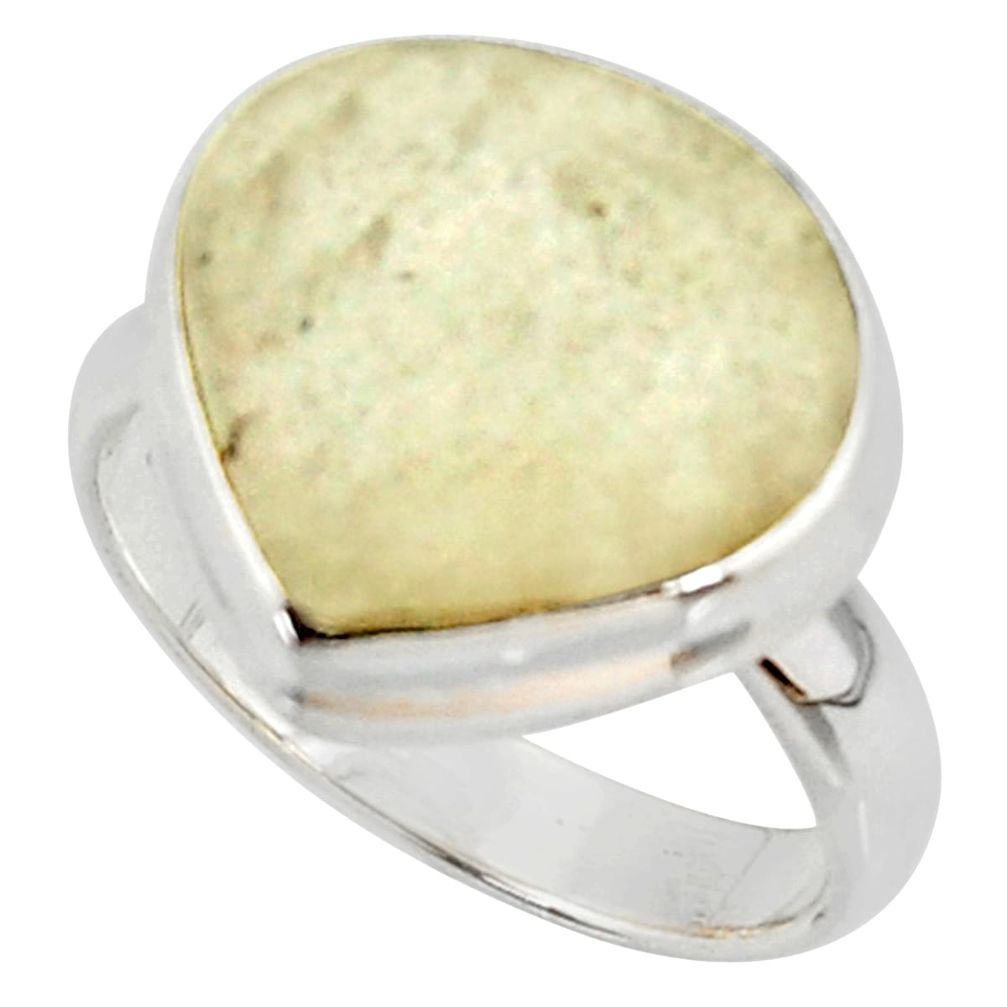 10.73cts natural libyan desert glass 925 silver solitaire ring size 7 r37842