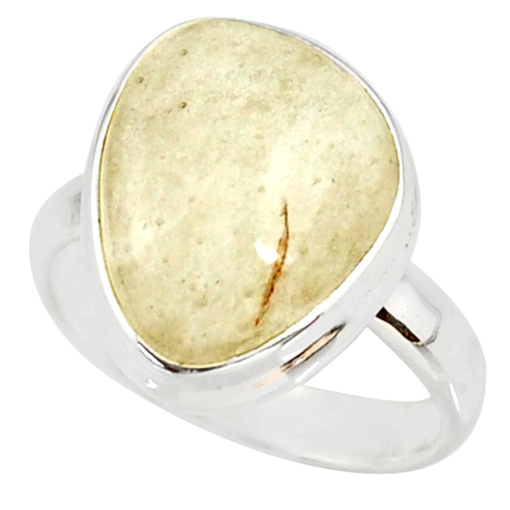 8.75cts natural libyan desert glass 925 silver solitaire ring size 7 r37847