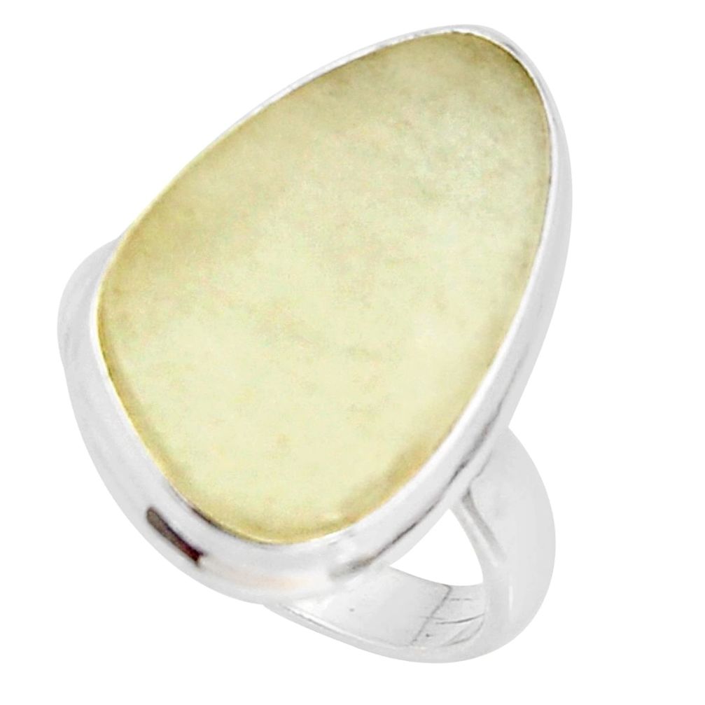 13.15cts natural libyan desert glass 925 silver solitaire ring size 7 r37848