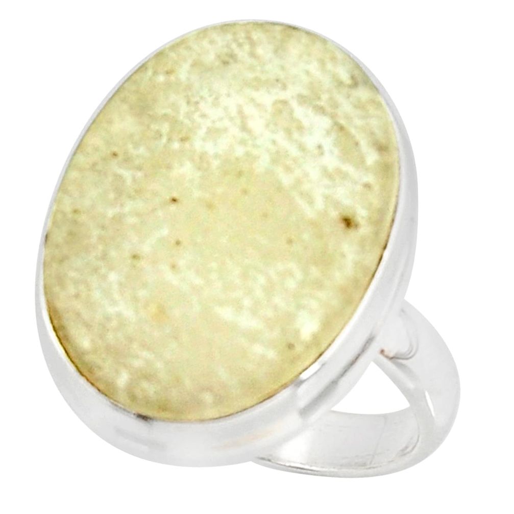 13.27cts natural libyan desert glass 925 silver solitaire ring size 7 r37858