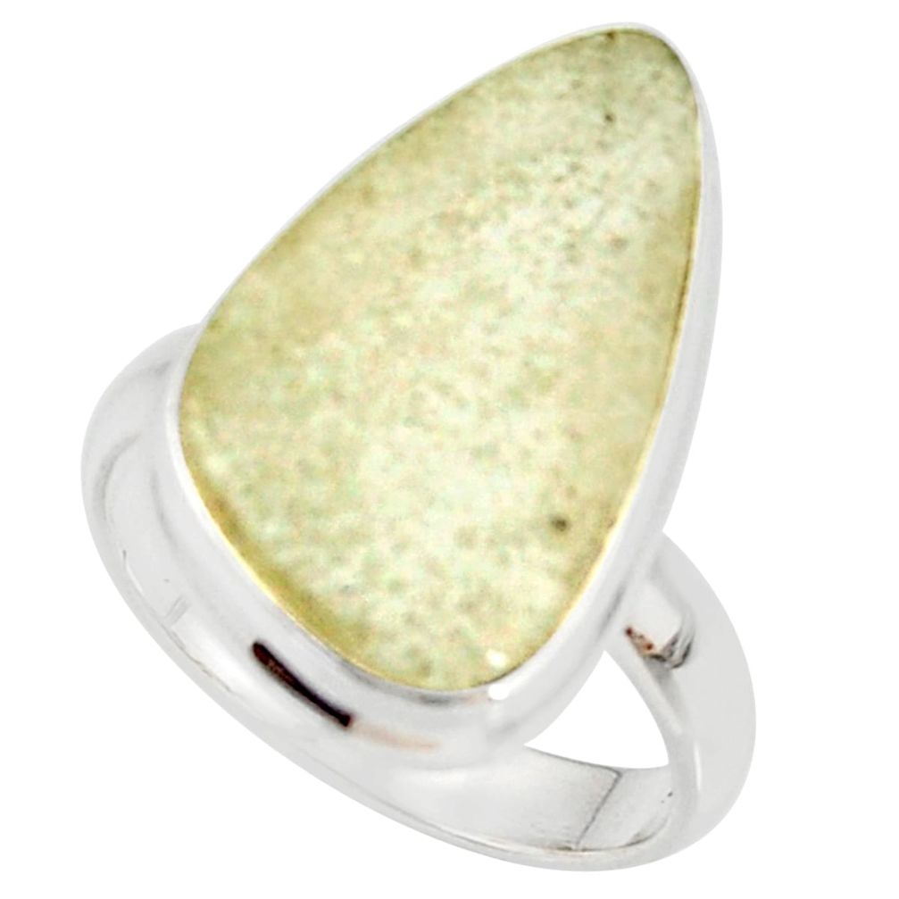 13.48cts natural libyan desert glass 925 silver solitaire ring size 8 r37835