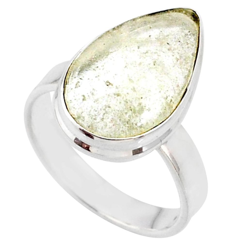 8.69cts natural libyan desert glass 925 silver solitaire ring size 8 r64449