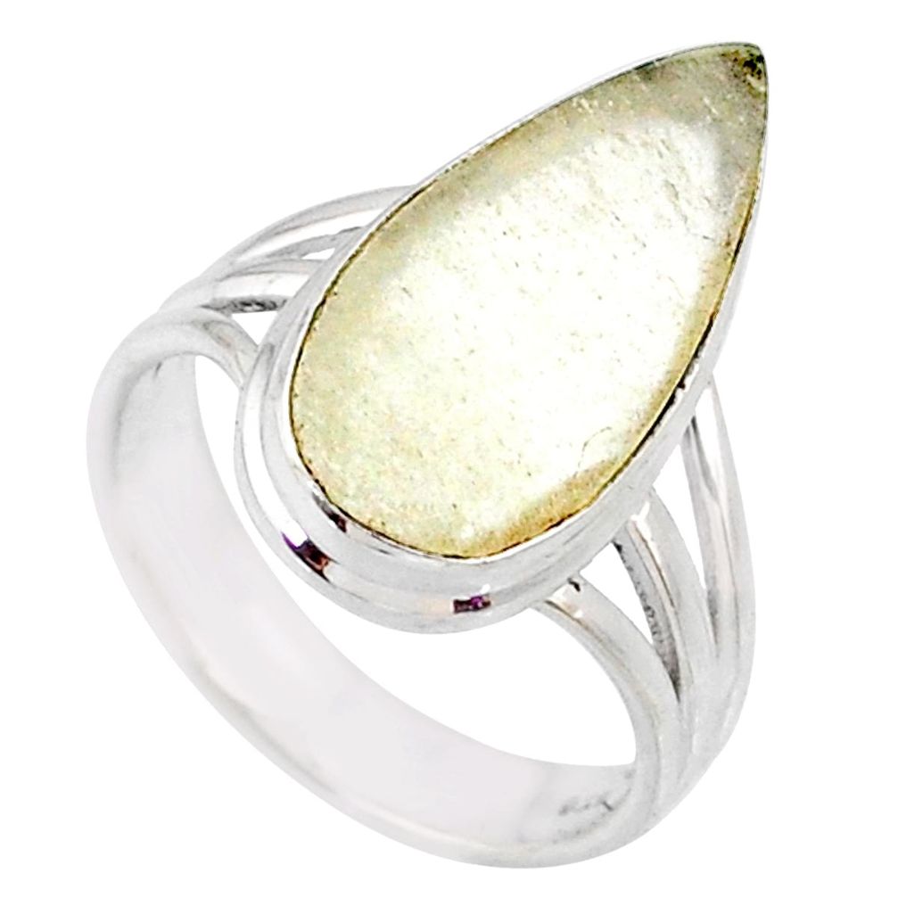 9.96cts natural libyan desert glass 925 silver solitaire ring size 8 r64450