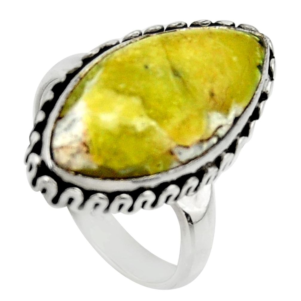 Natural lizardite (meditation stone) 925 silver solitaire ring size 8 r28663