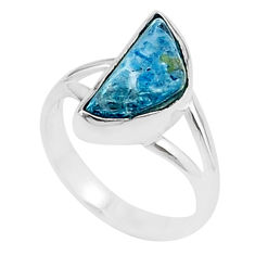 5.51cts natural london blue topaz rough 925 sterling silver ring size 7.5 u30514