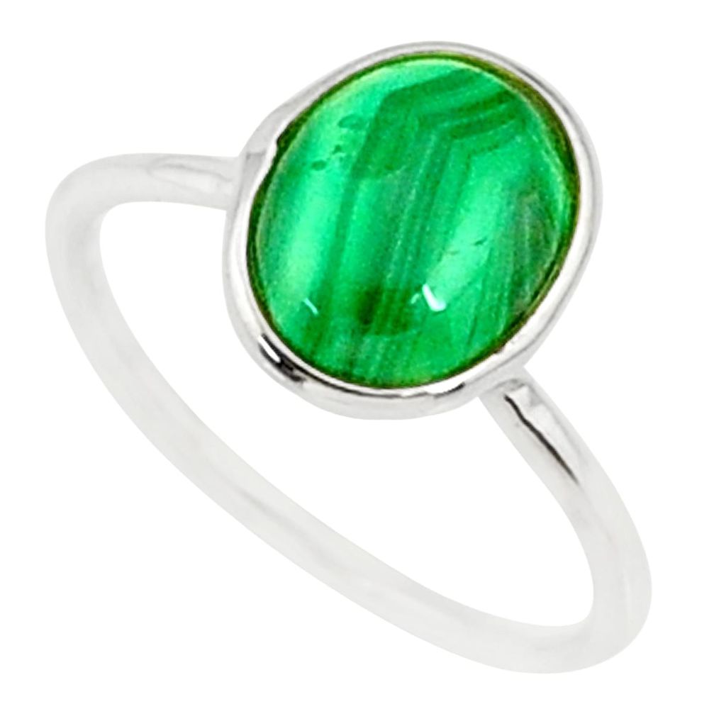 2.68cts natural malachite (pilot's stone) silver solitaire ring size 6 r81680