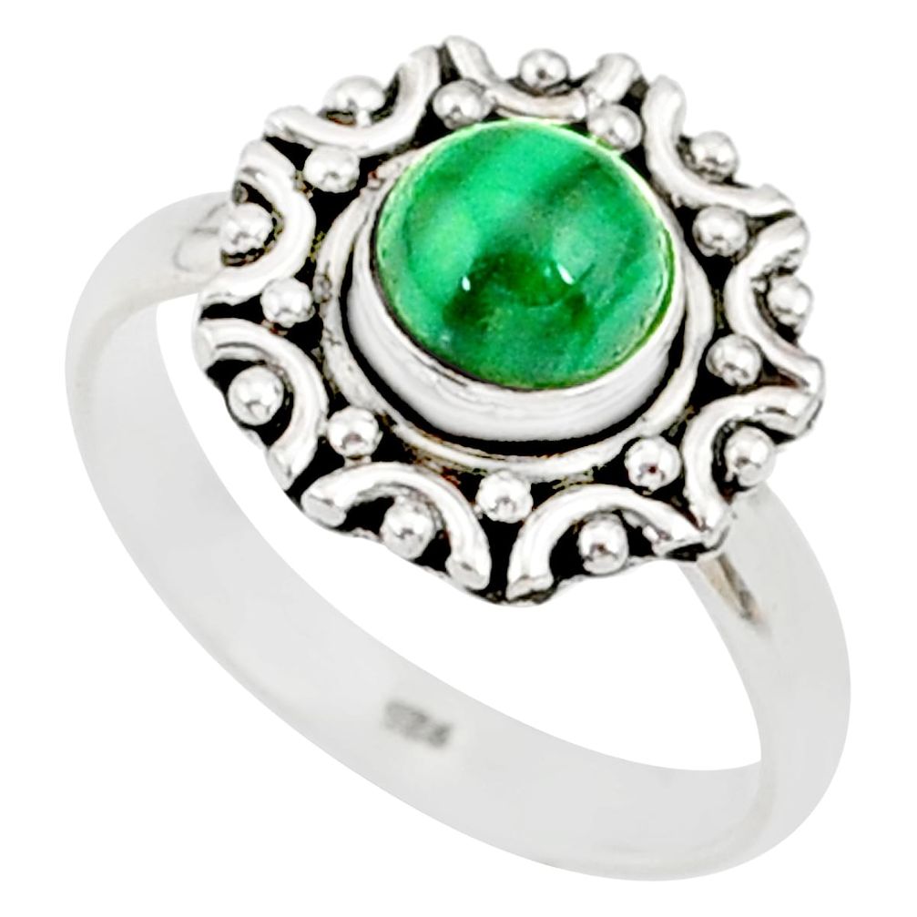 1.45cts natural malachite (pilot's stone) silver solitaire ring size 6 r82084