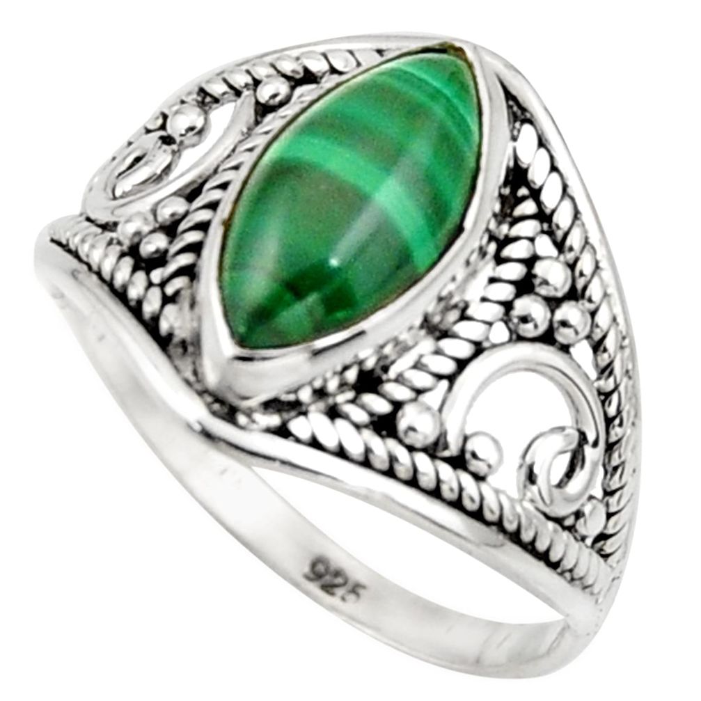4.77cts natural malachite (pilot's stone) silver solitaire ring size 7 r35311